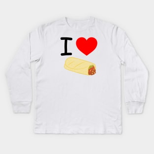 I Heart Buritos Kids Long Sleeve T-Shirt
